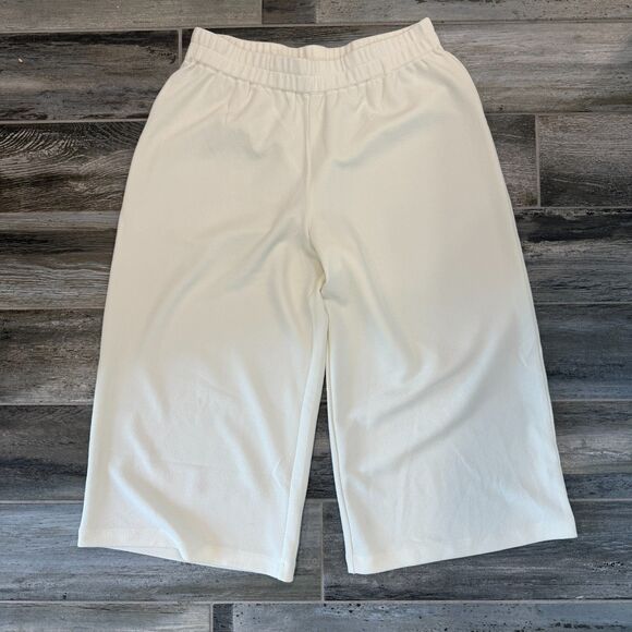 Joan Rivers Wide Leg Trousers Beige Palazzo Pant Crepe Casual Office School Wear - Picture 3 of 4